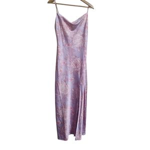 Paper Heart Slip Dress Long Silky Floral Pink Purple Midi Size XS‎